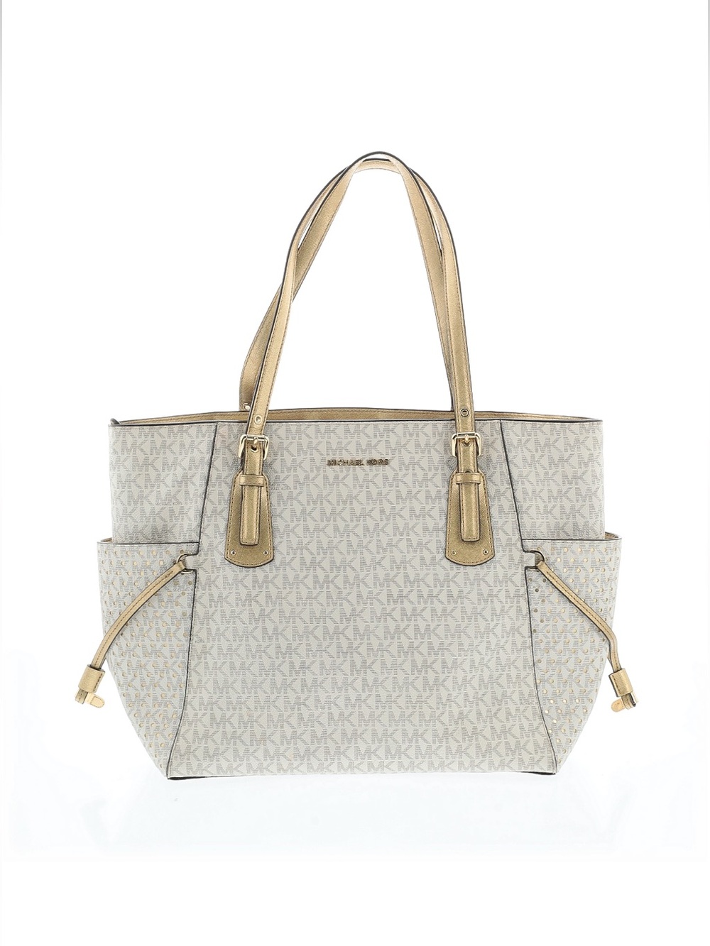 Michael Kors Beige Logo Tote with Gold Accents